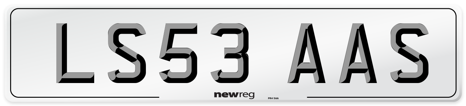 LS53 AAS Number Plate from New Reg